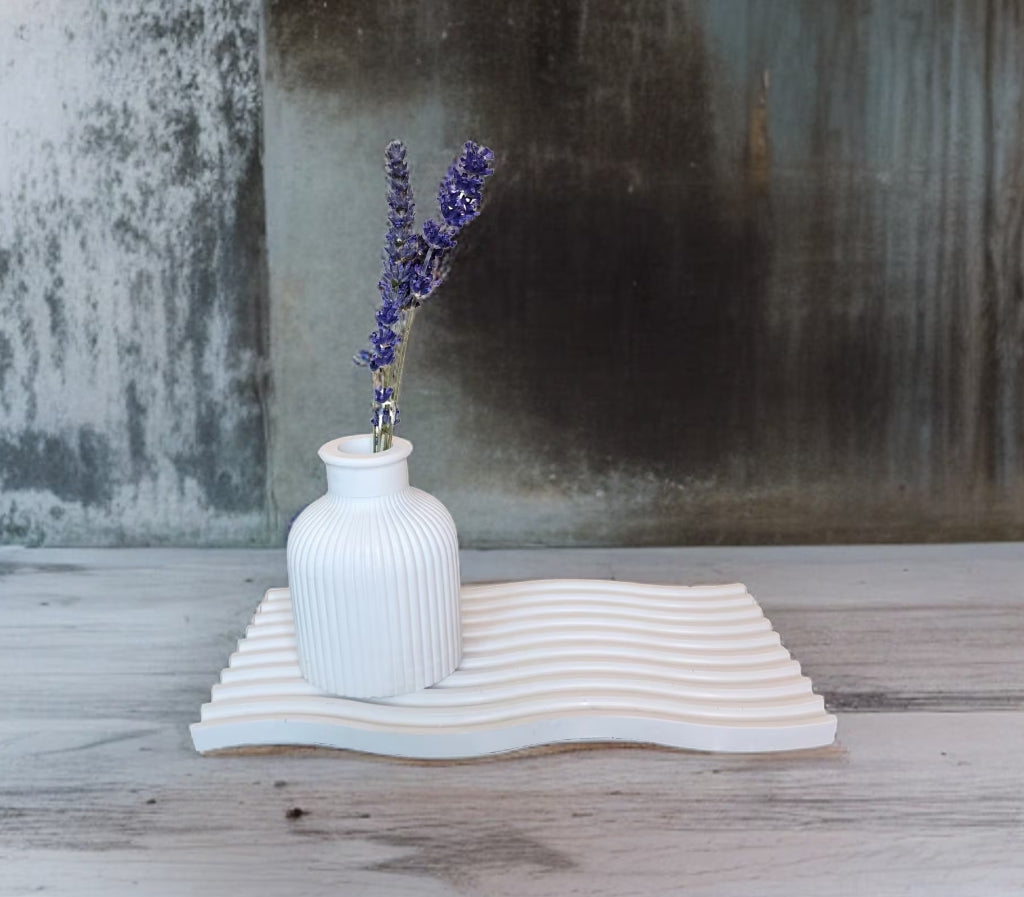 Decorative Wave Tray,Ribbed Vase for dried flowers  Handmade Concrete Set Bundle 28