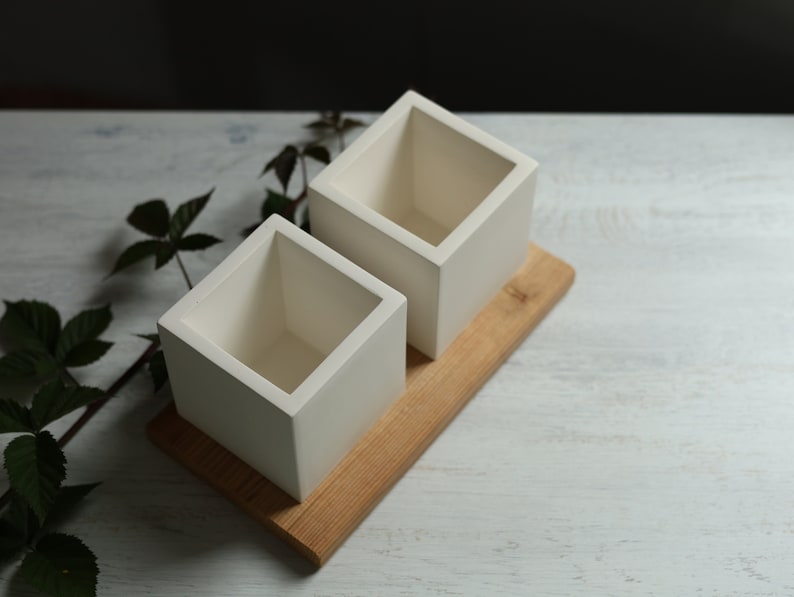 Concrete Cube Pot (Set of 2)