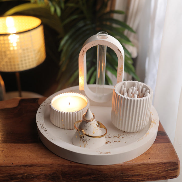 Round tray, Strip Jar, Cone Ring Holder & Trinket Pot Bundle 74